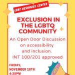 Open Door Discussions: Exclusion in the LGBTQ Community on November 18, 2022